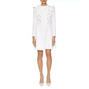 Ted Baker Fashal White Ruffle Long Sleeve Mini Dress, Size Small (2)
